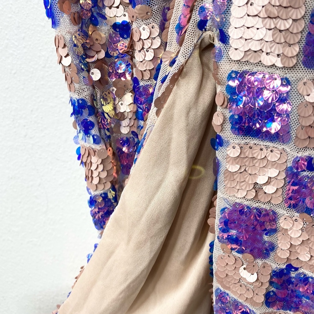 L’ATISTE Checkered Sequin Midi Dress In Multicolor Small NWT - Picture 13 of 13